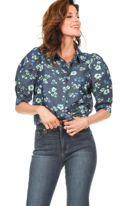 Lollys Laundry |  Floral blouse Bono | blue