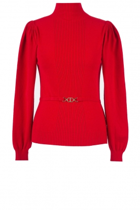 Twinset | Turtleneck sweater with puff sleeves Dolcevita | red 