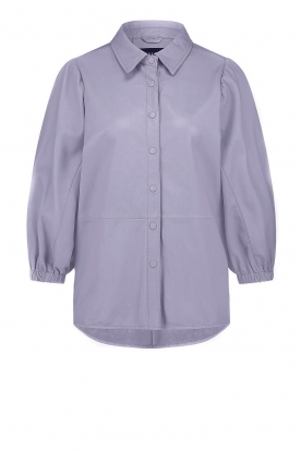 Ibana |Leren blouse met pofmouwen Tirzah | lavendel
