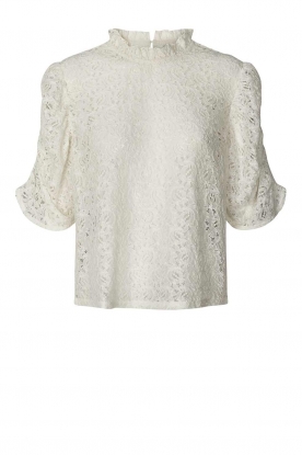 Lollys Laundry | Lace top with puff sleeves Lilou | natural