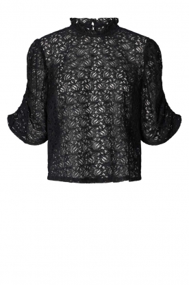 Lolly's Laundry | Lace top with puff sleeves Lilou | black
