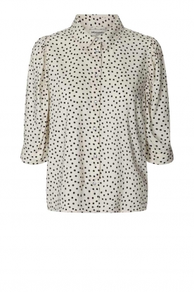 Lolly's Laundry |  Blouse with polka dot print Bono | natural