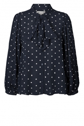 Lollys Laundry |Pussybow blouse met polkadots Ellie | donkerblauw