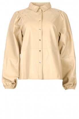 Ibana |Leren blouse met pofmouwen Treasure | naturel