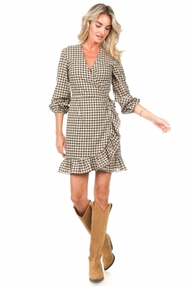 Look Checkered wrap dress Rosy