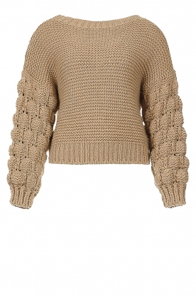 Kocca | Knitted sweater with puff sleeves Japai | camel