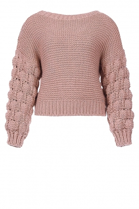 Kocca | Knitted sweater with puff sleeves Japai | pink