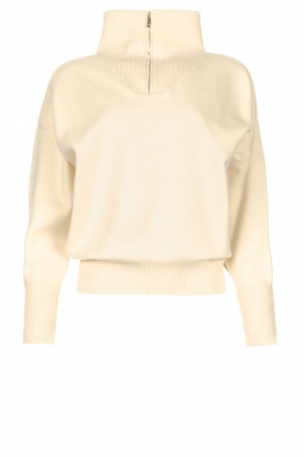 Lune Active | Knitted sweater with zip collar Olly | natural 