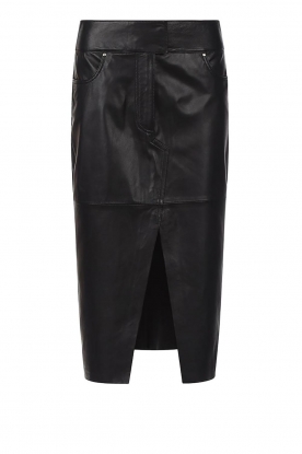 Notes Du Nord | Midi leather skirt Emma | black