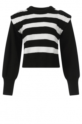 Notes Du Nord | Sweater with striped print Ena | black and white