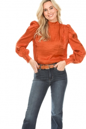 Silvian Heach |  Satin puff sleeve top Camal | orange 