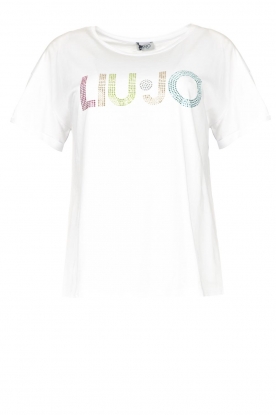 Liu Jo |T-shirt met strass steentjes logo Liv | wit 