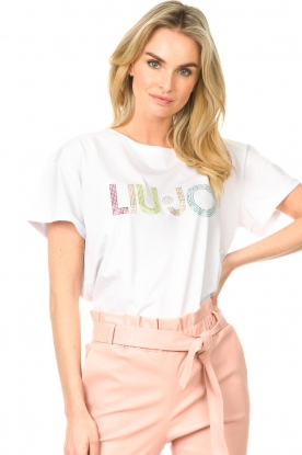 Liu Jo |  T-shirt with rhinestones logo Liv | white