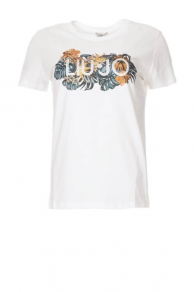Liu Jo |T-shirt met strass-steentjes logo Livia | wit 