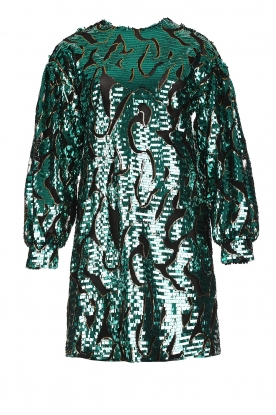 Silvian Heach | Pailletten jurk met dierenprint Masaharu | groen  