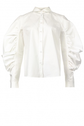Silvian Heach | Blouse with pleated puff sleeves Nabeul | white 