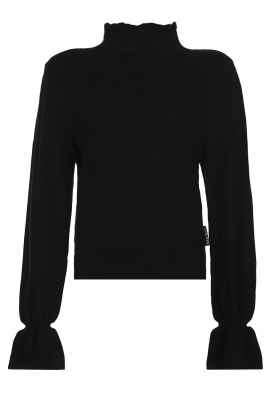 Silvian Heach | Tricot sweater with ruffles Repens | black  