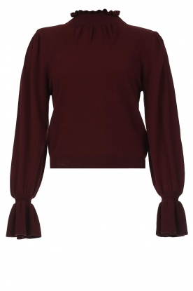 Silvian Heach | Knitted sweater with ruffles Repens | bordeaux