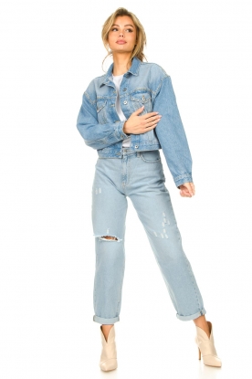 Liu Jo Denim |  Wide fit jeans with ripped details Kina | blue