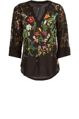 Blouse met kanten mouwen Felina | zwart