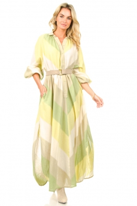 Devotion |  Striped maxi dress Bina | green 