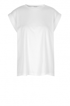 Notes Du Nord |T-shirt met gevulde mouwinzet Porter | wit 