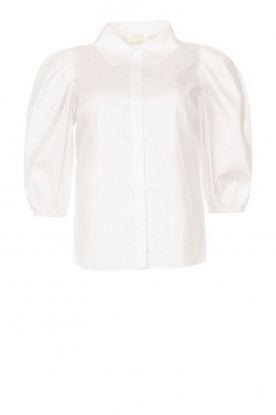 Notes Du Nord |Poplin blouse met pofmouwen Kira | wit 