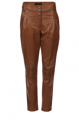 STUDIO AR | Pleated leather pants Ime | camel