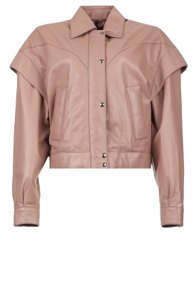 STUDIO AR | Leather jacket with shoulder details | roze