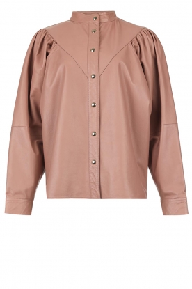 STUDIO AR |  Leather puff sleeve blouse | pink 