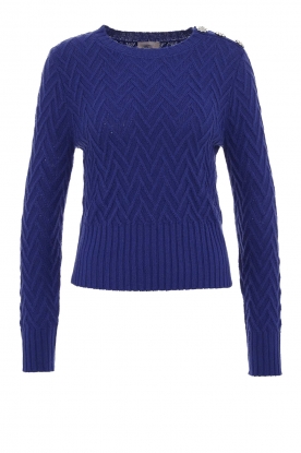 Liu Jo | Zigzag sweater with jewel buttons Ava | blue