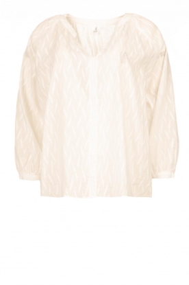 Knit-ted | Blouse with puff sleeves Isobel | white