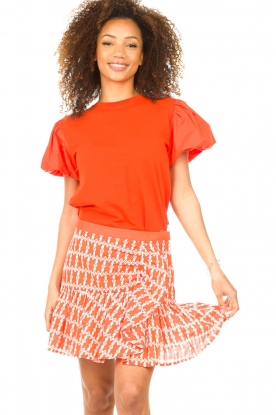 Silvian Heach |  Skirt with embroidery details Pinga | Orange 