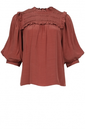 Magali Pascal | Smocked top with ruffles Cassia | pink