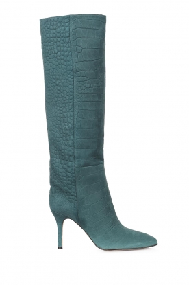 Suède afzaklaarzen met crocoprint Aura | blauw | Toral | Little Soho