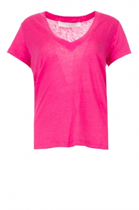 IRO |Linnen V-hals shirt Rodeo | roze 