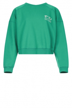 Dolly Sports |Cropped sweater met schoudervulling Seams | groen