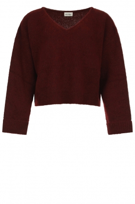 American Vintage | Soft woolen V-neck sweater East | bordeaux