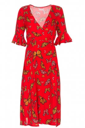 Freebird | Printed wrap dress Butterfly | red