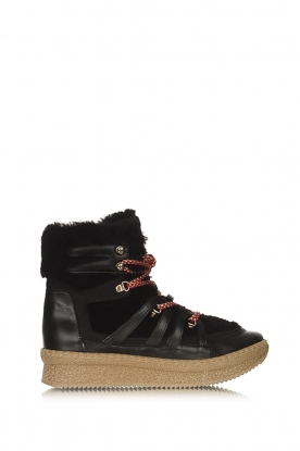 Toral | Leather lace-up boots with teddy Senna | black