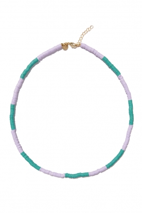 Mimi et Toi | Coloured beaded necklace Fleur | lilac/turquoise