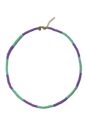 Mimi et Toi | Coloured beaded necklace Fleur | green/purple