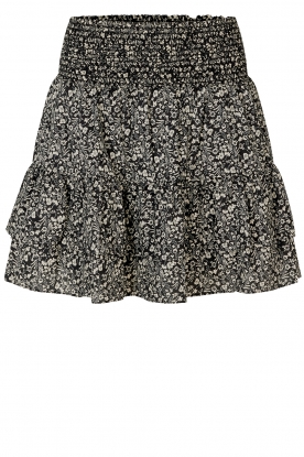 Second Female | Printed ruffle skirt Mikka | black