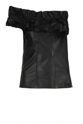 Ibana | Leather one-shoulder top Tayla | black