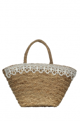 Little Soho |  Rotan bag with lace Sandy | natural 