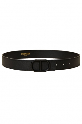 Twinset | Leather belt with tonal logo Mila | black 