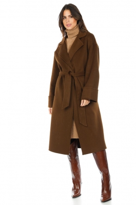 Notes Du Nord |  Wool coat with belt Elisa | brown 