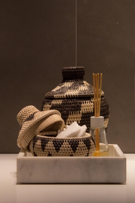Little Soho Living |  Printed rattan basket Pippa - extra small | black & white 