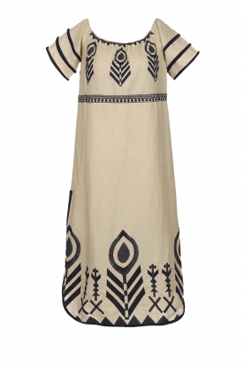 Greek Archaic Kori |Off schouder jurk Elena | beige 