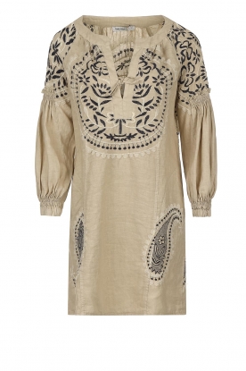 Greek Archaic Kori | Dress with paisley print Pearl | white